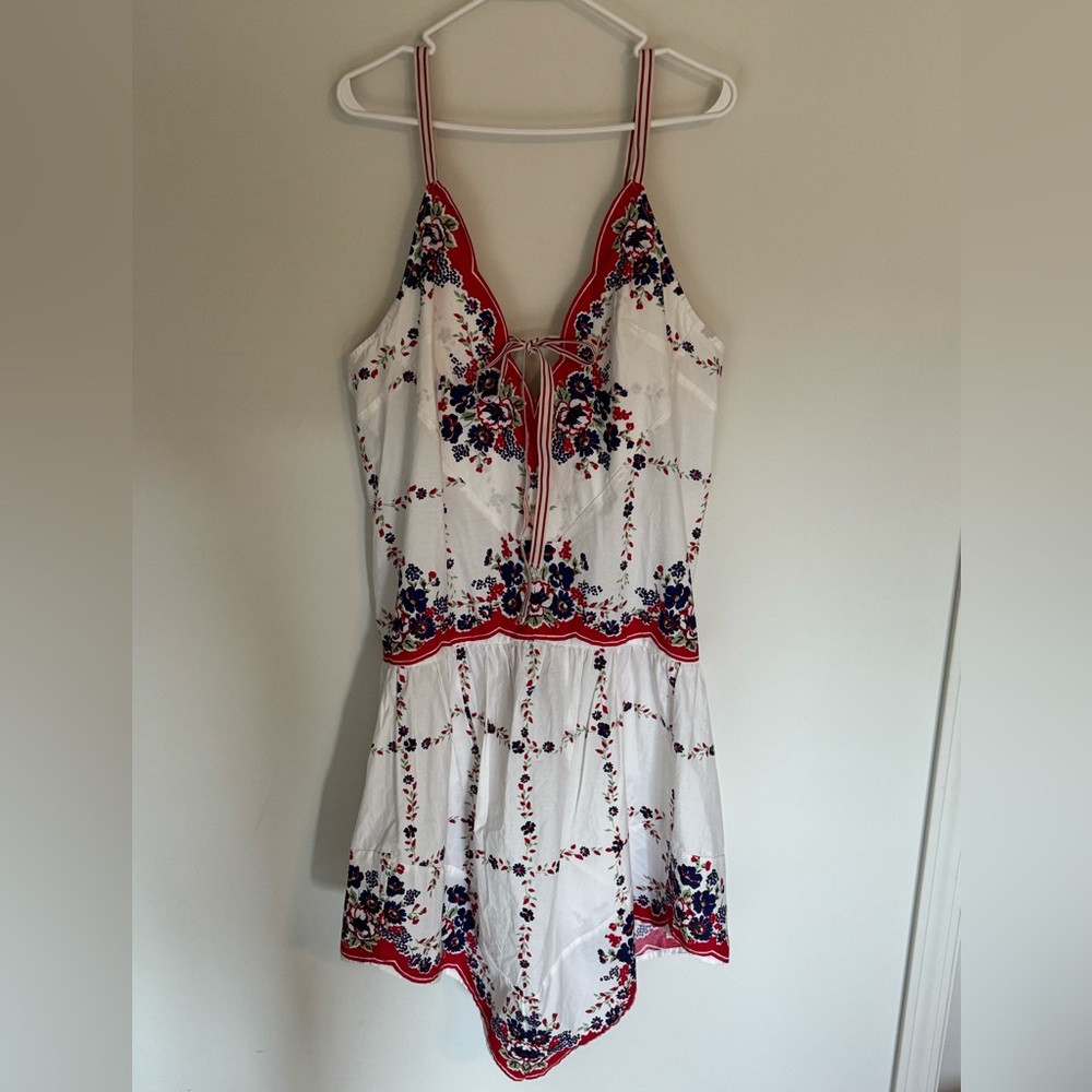 Anthropologie Celandine Plunge-neck Drop-waist Cotton midi Dress, Large - Picture 3 of 6